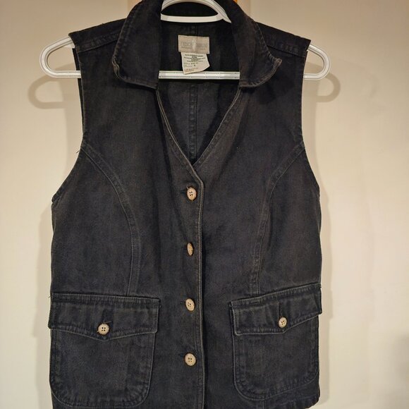 Black denim vest - Picture 1 of 5